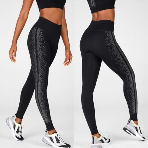 Fabletics High-Waisted Sculptknit Black & Silver Reflective Legging - Size XS - Picture 1 of 12